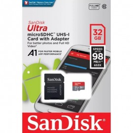 Tarjeta de Memoria MicroSDHC SanDisk ULTRA 32GB Clase 10 + Adaptador