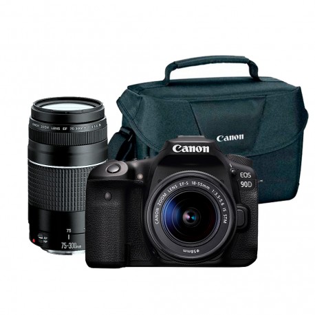 Kit 90D con lente 18-135mm + 75-300mm +  Mochila GB200ES