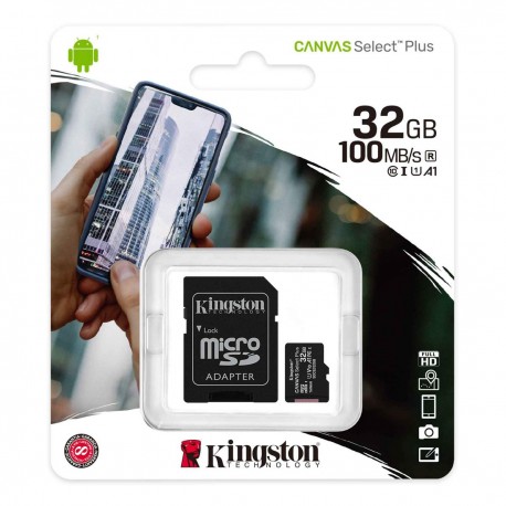 TARJETA MICRO SD 32GB KINGSTON CANVAS SELECT PLUS UHS-I 100MB/S