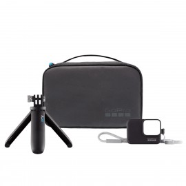 KIT DE VIAJE GOPRO (ESTUCHE, SHORTY, FUNDA DE SILICON NEGRA)